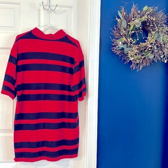 Men’s Tommy Hilfiger Red & Blue Stripe Short Sleeve Rugby Polo Size XL - Picture 5 of 6